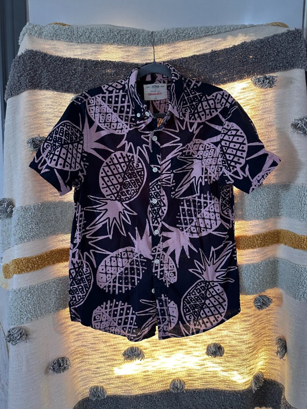 Urban Pipeline Pineapple Short-Sleeve Button-Down Shirt - Navy & Pink Small